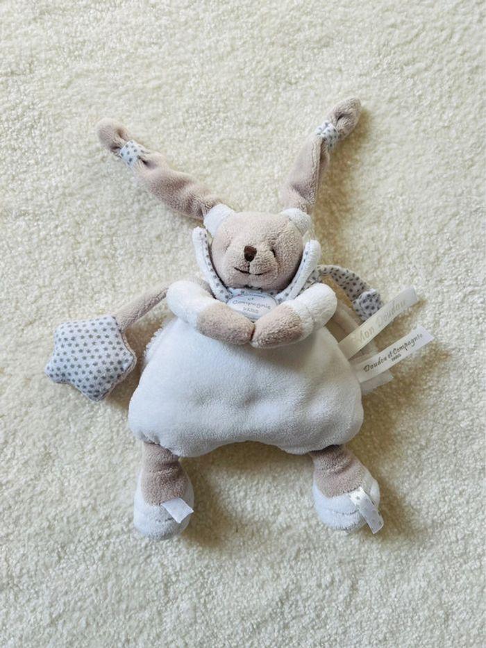 Doudou lapin attaché tétine - photo numéro 1