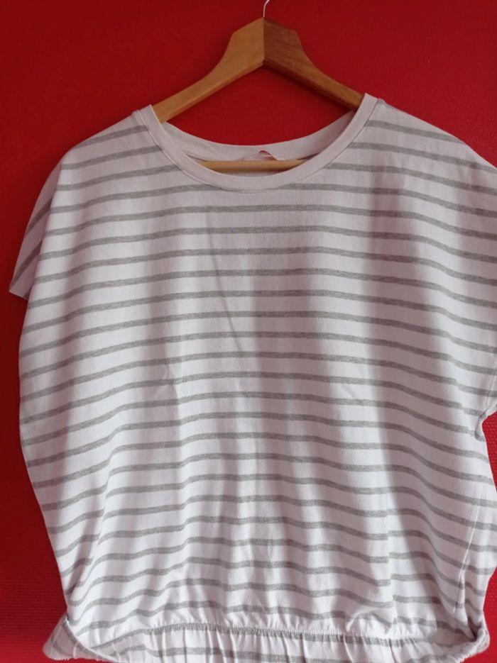 Tee-shirt Camaïeu Blanc et Gris Taille 42 - photo numéro 8