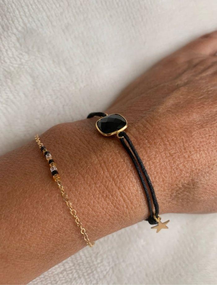 Bracelet cordon avec Pierre naturelle en Onyx et breloque étoile - photo numéro 3