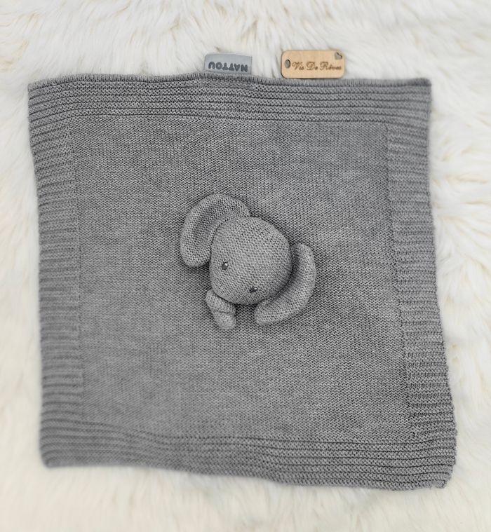 Lot de 2 Doudou plat carré Éléphant Gris Tembo Nattou Tricot - photo numéro 2