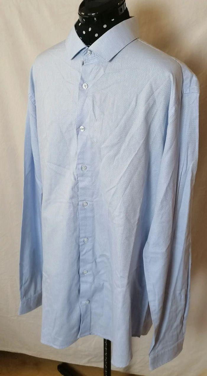 Chemise manches longues Celio Club à petit motifs bleu clair taille XXL - photo numéro 7