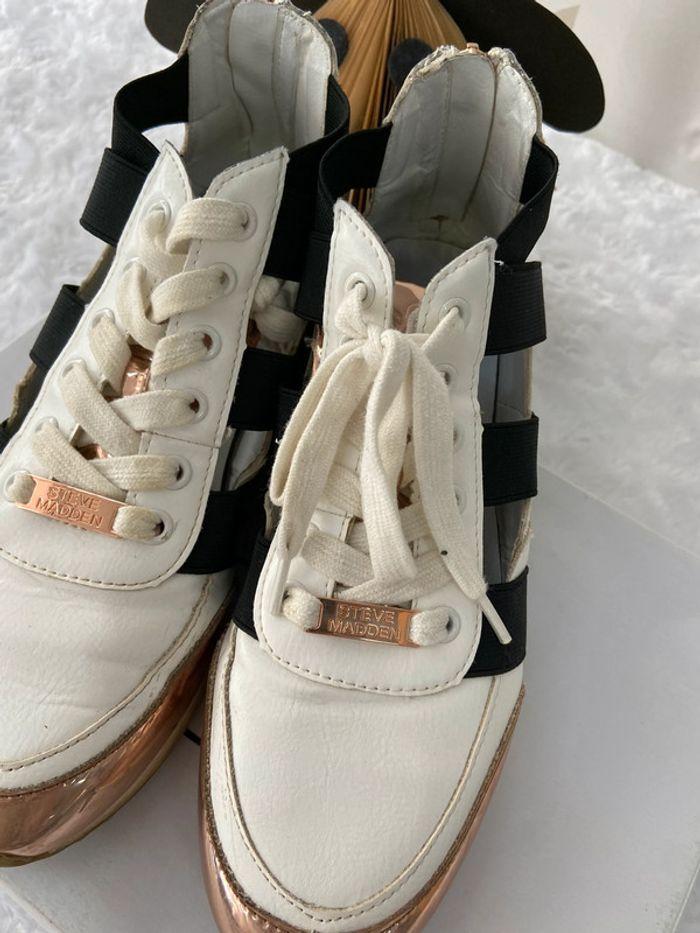 Baskets sneakers Steve Madden T 39 noir rose et blanc bon etat - photo numéro 8