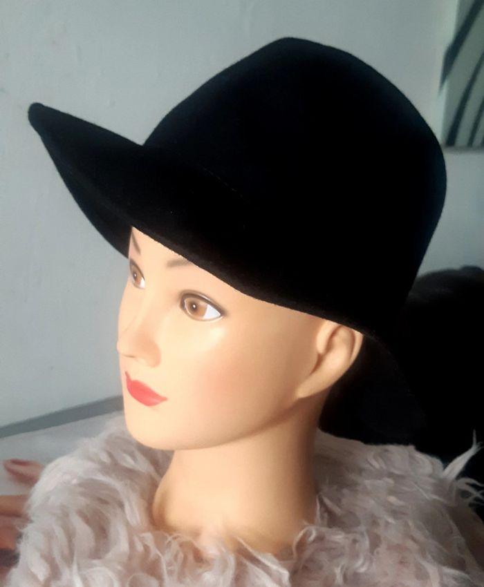 Chapeau noir pure laine femme 58 cm France mode - photo numéro 2