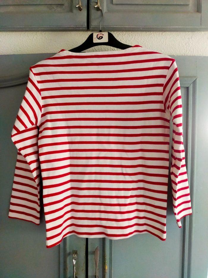 Pull marinière fille 10 ans rouge /blanc - photo numéro 4