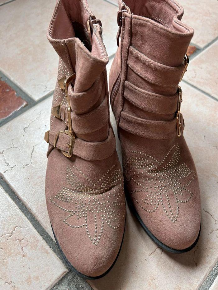 Bottines rose poudré/doré 37 - photo numéro 1