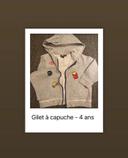 Gilet à capuche gris - Taille 4 ans