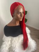 Perruque rouge longue et lisse avec lace front