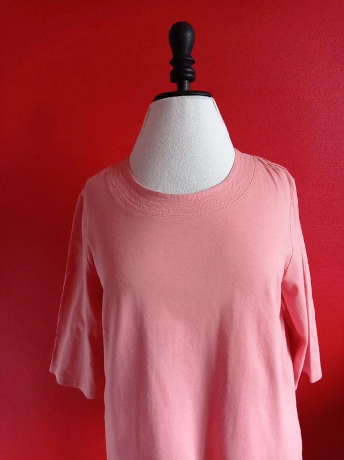 Tee-shirt manches 3/4 Taille 46 coton rose - photo numéro 2