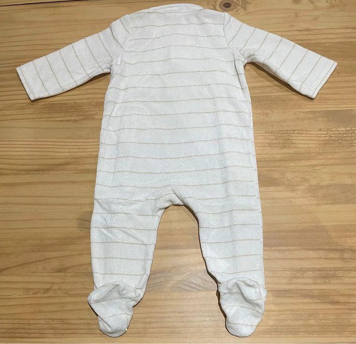 Pyjama Velour blanc MIXTE -avec rayures dorées - 9mois / 71 cm - photo numéro 2