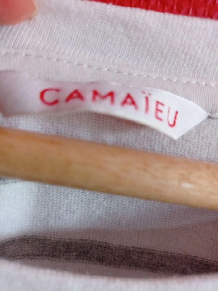 Tee-shirt Camaïeu Blanc et Gris Taille 42 - photo numéro 2