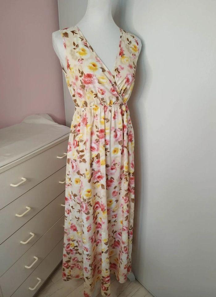 Robe longue fine a fleurs été et soirée fendue femme taille S, 36  💛 - photo numéro 2