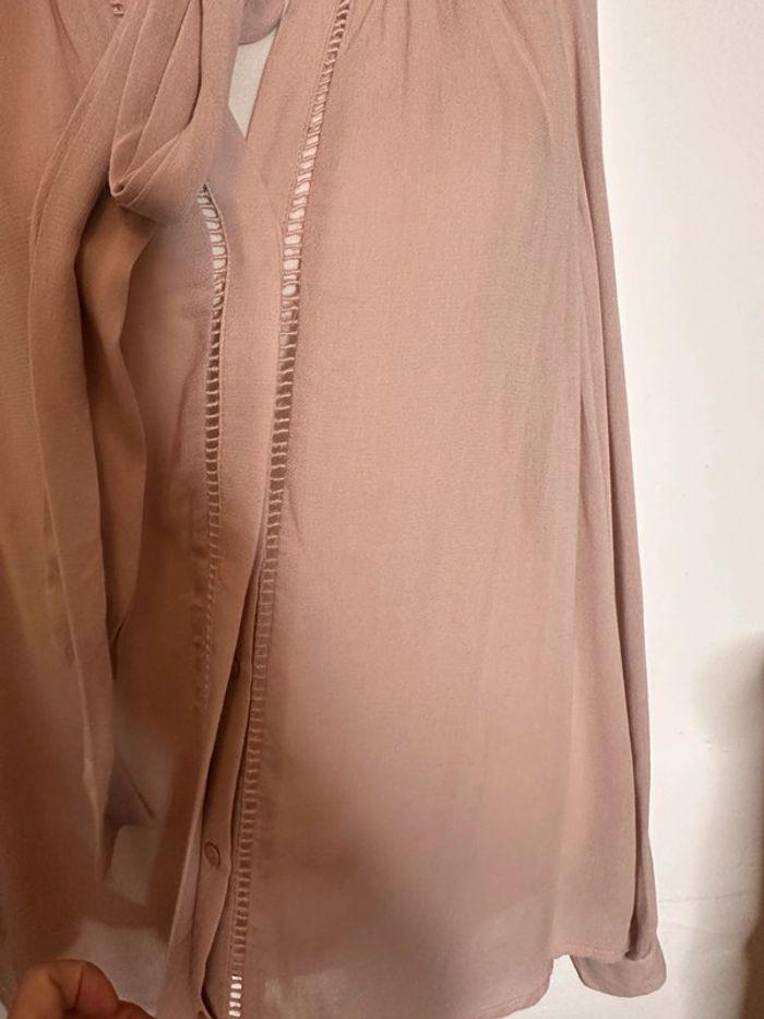 Blouse fluide Mango bois de rose col lavallière taille S - photo numéro 6