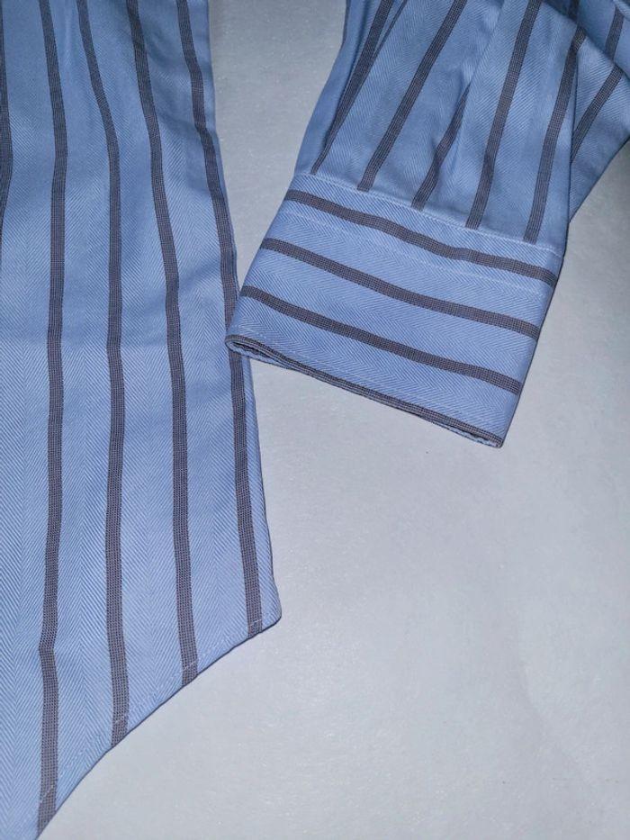 Chemise Gheradi rayée bleue vintage homme taille 42 en très bon état - photo numéro 10