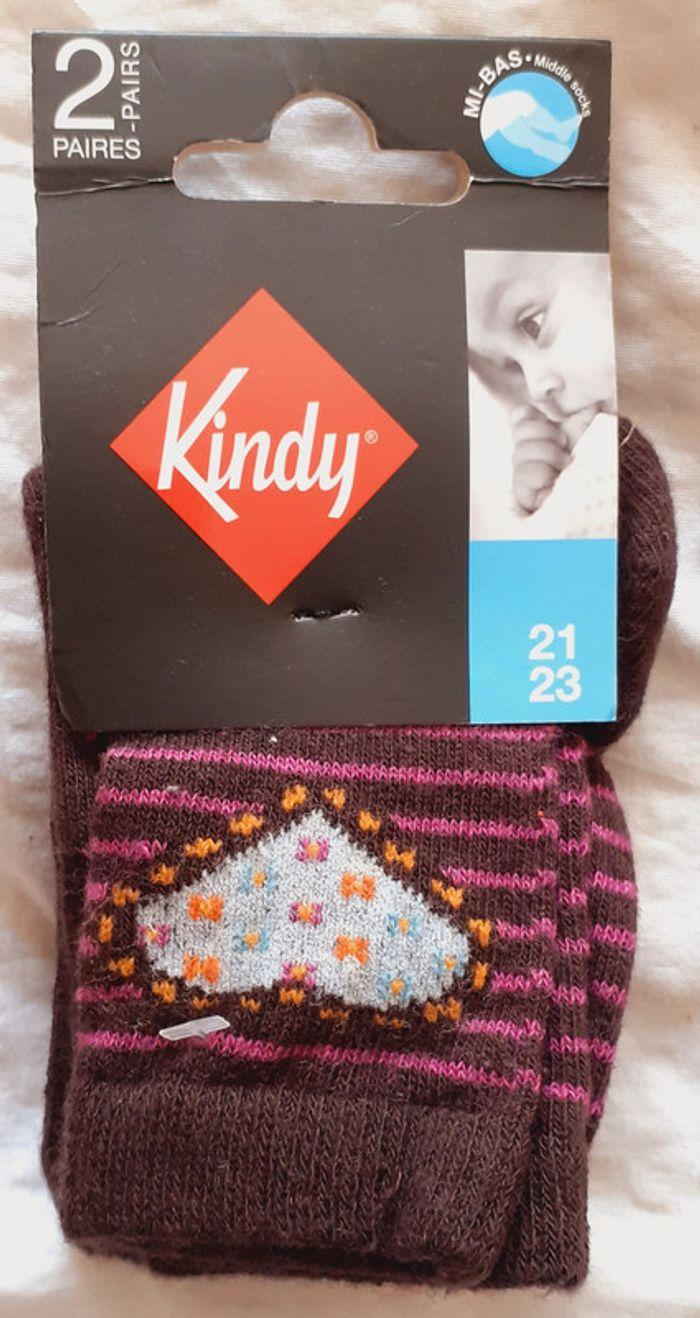 2 paires de chaussettes mi-bas fille pointure 21-23 / Kindy - photo numéro 1