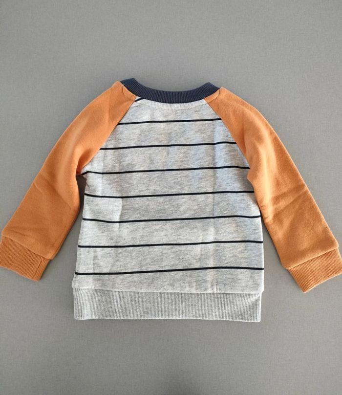 Pull Smile marinière gris orange 6-9 mois - photo numéro 2