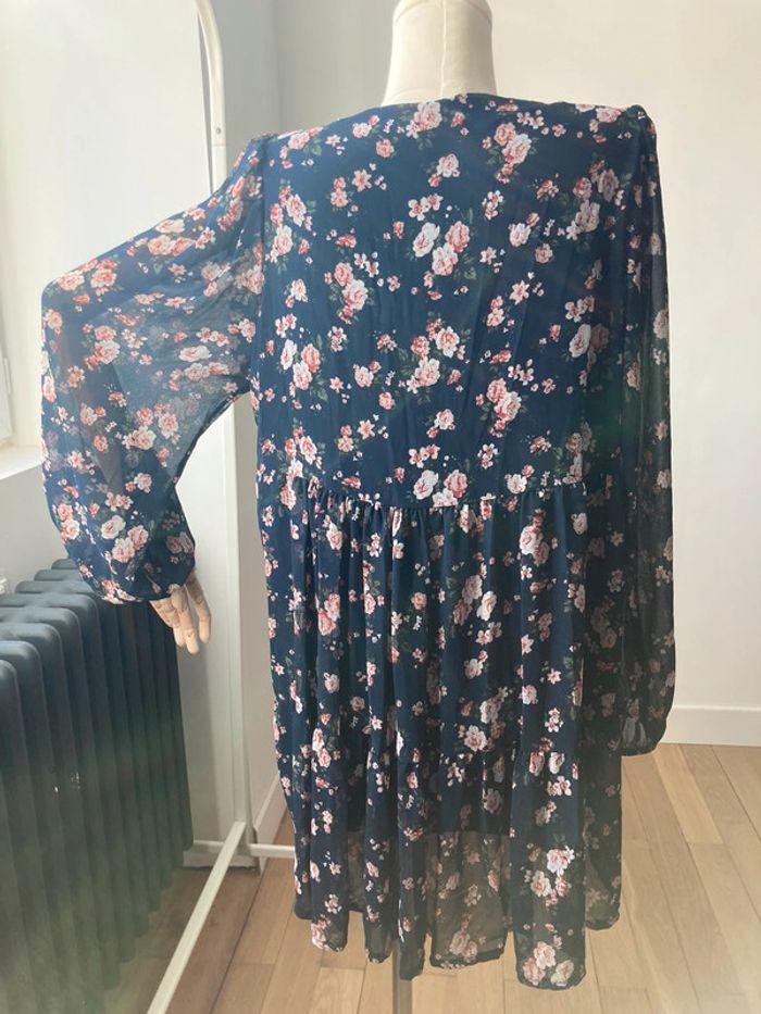 Robe bleue marine imprimé bouquet de rose - photo numéro 9