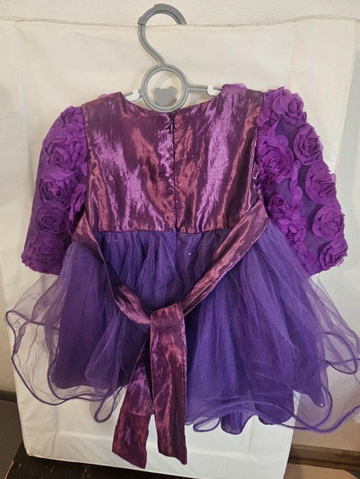 Robe de cérémonie violette avec fleurs, 9 mois - photo numéro 7