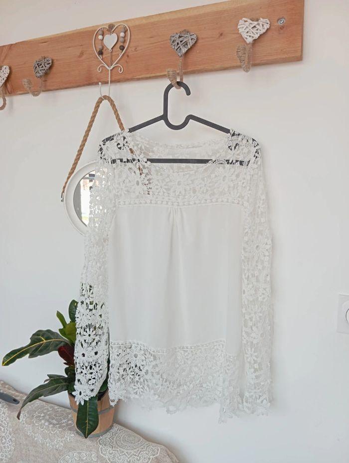 Blouse à longues manches en broderie - photo numéro 2