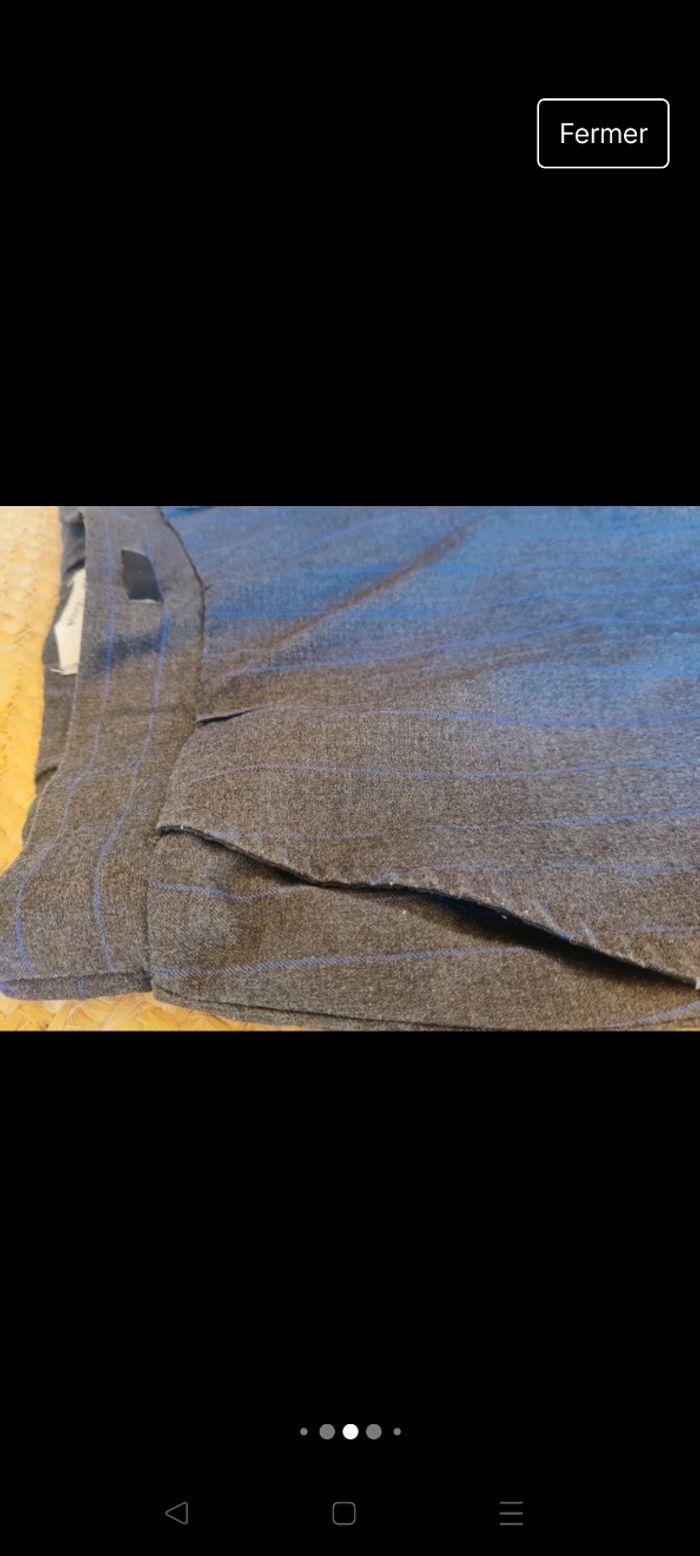 Pantalon type costume ajusté Chino taille élastique Mango taille 34 gris rayures - photo numéro 6