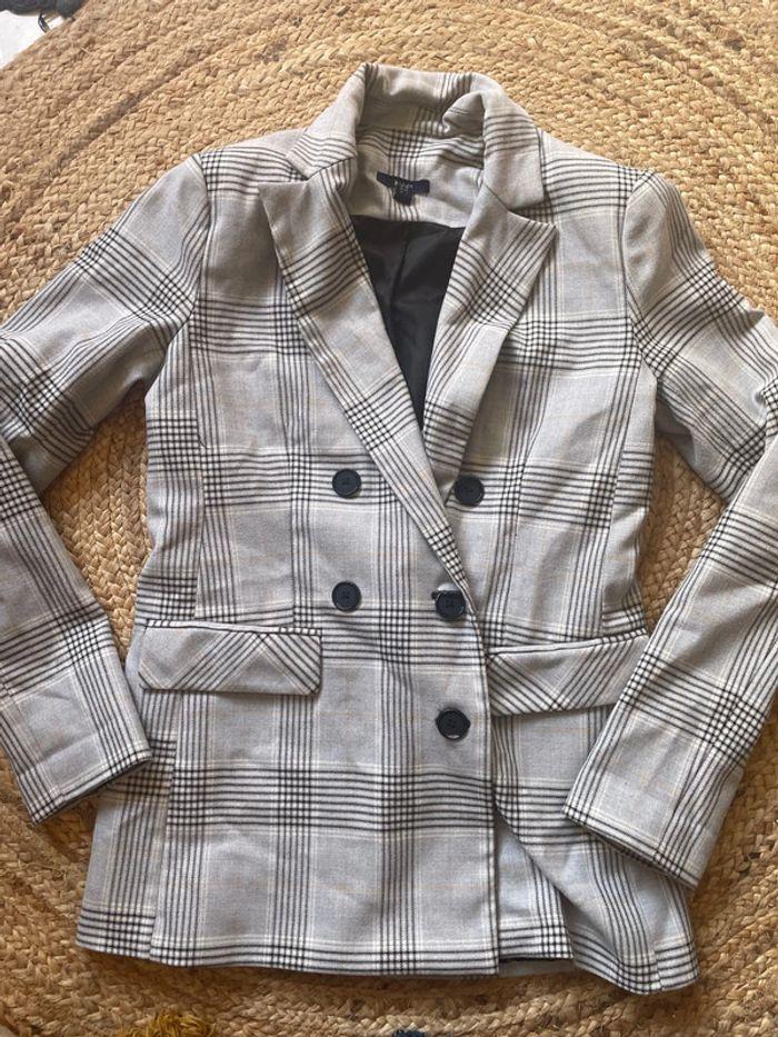 Veste blazer à carreaux taille 34 kiabi - photo numéro 3