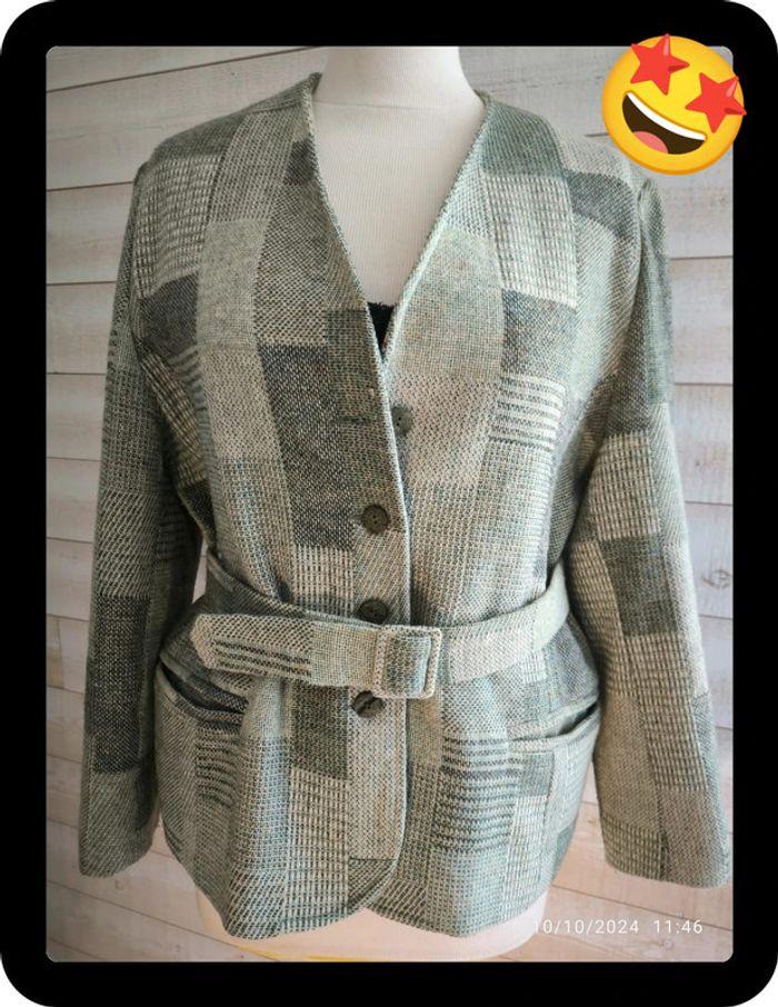 Joli veste vert clair en laine vintage Grégory Pat taille 44 - photo numéro 1