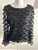 Blouse noire plumetis papillons TS