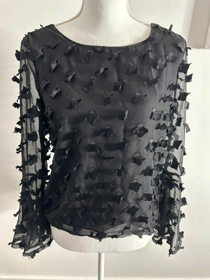 Blouse noire plumetis papillons TS - photo numéro 1