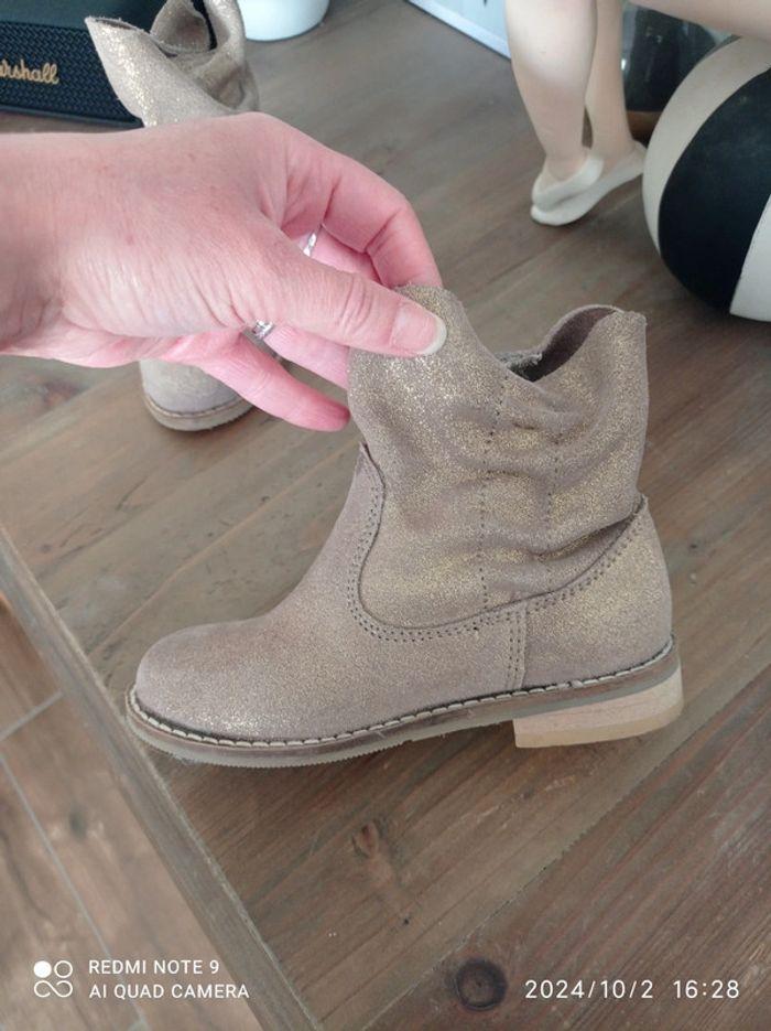 Bottines cuir beige doré t.25 - photo numéro 7