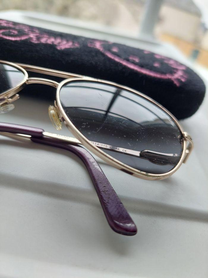 Lunettes de soleil Hello Kitty aviateur + étui velours noir BE 🕶 - photo numéro 3