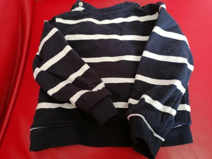 Pull marin bleu marine et blanc bébé garçon pieuvre 18 mois - photo numéro 2