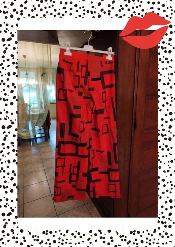 Pantalon pants rouge abstrait vintage y2k - photo numéro 8