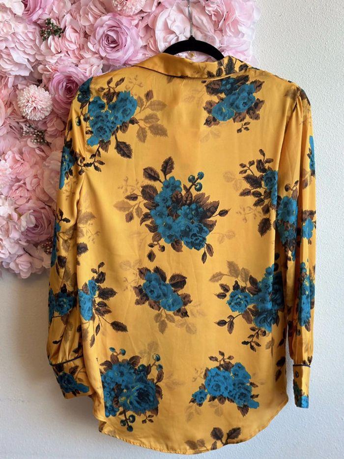 Chemise taille XS oversize fluide jaune-orange à motifs fleuris, zara neuve - photo numéro 5