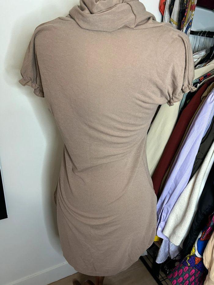 Robe couleur taupe avec col et poches - photo numéro 5