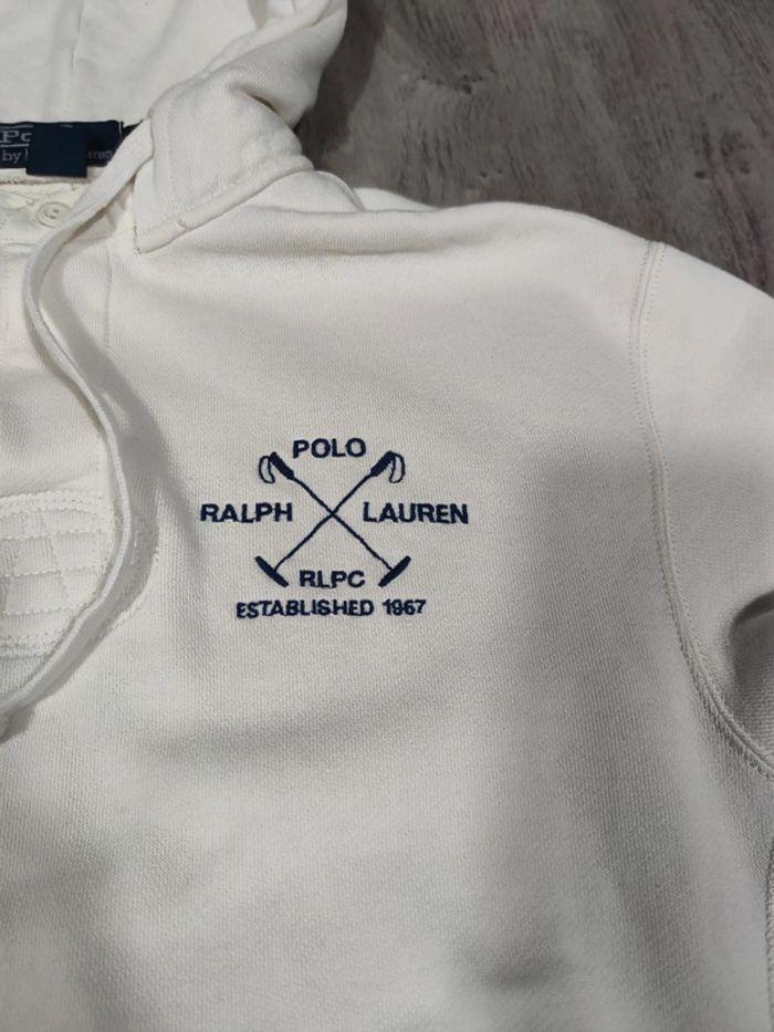 Sweat à Capuche Ralph Lauren Blanc Logo Brodé Bleu Marine Taille M Homme - photo numéro 5