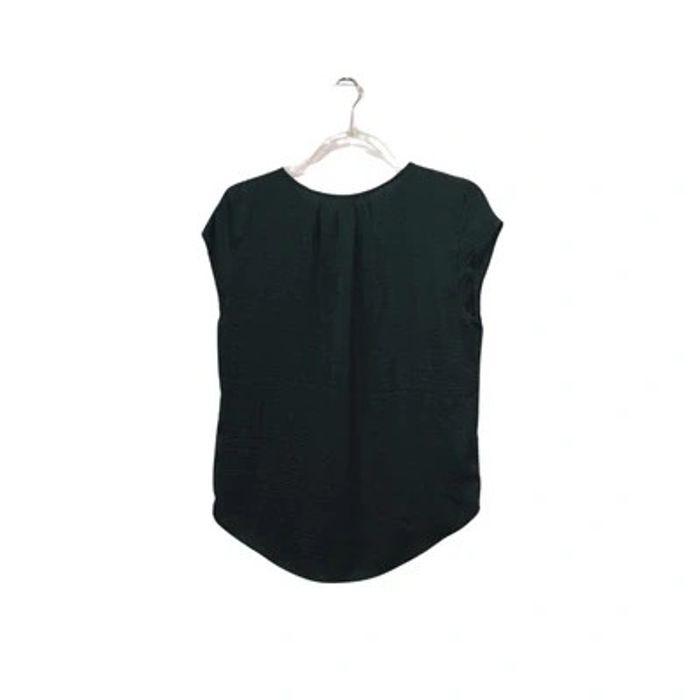 Blouse à manches courtes satin vert sapin – H&M – T 34 - photo numéro 3