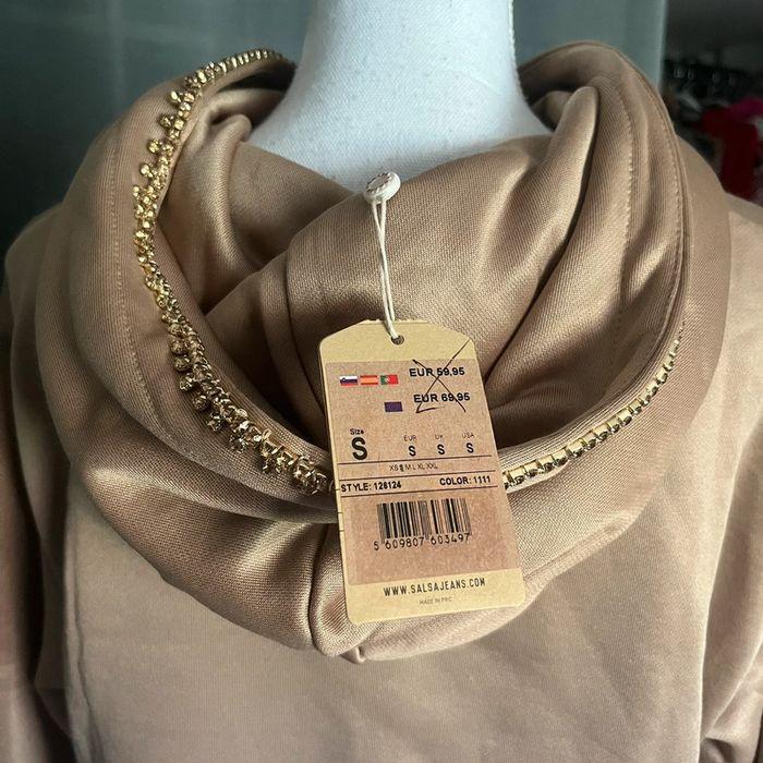 Sweat à capuche beige / marron avec strass neuf - photo numéro 6