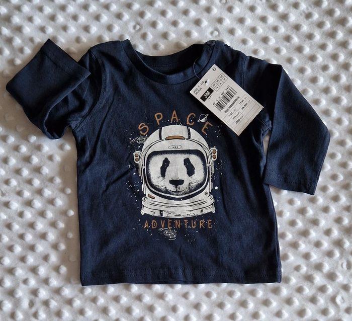 T-shirt manches longues panda espace 3 mois - photo numéro 1