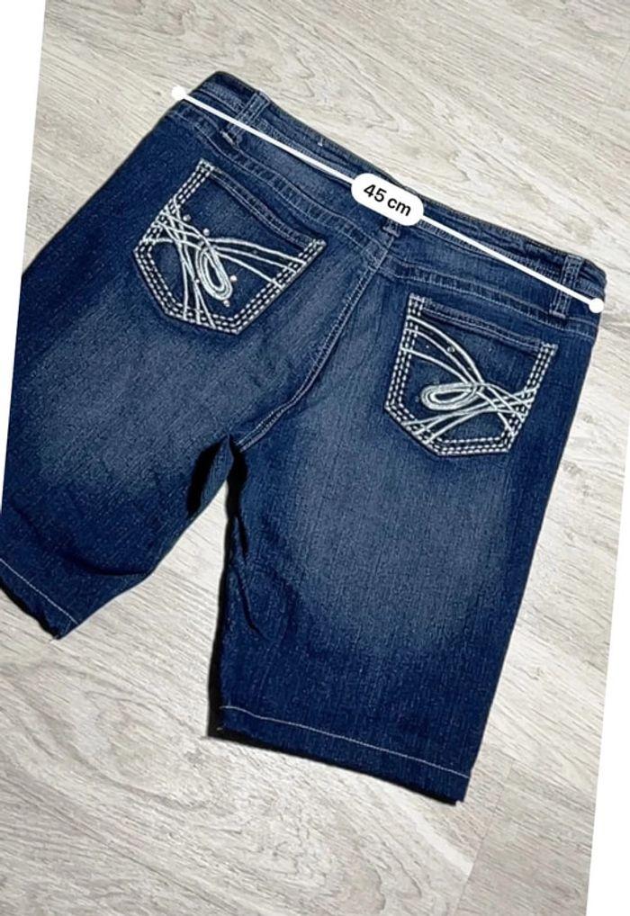 🩳 Short vintage brodé hip hop en jean Bleu Taille S-M 🩳 - photo numéro 7