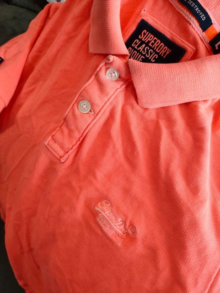 Polo Superdry corail style vintage destroyed taille L - photo numéro 4