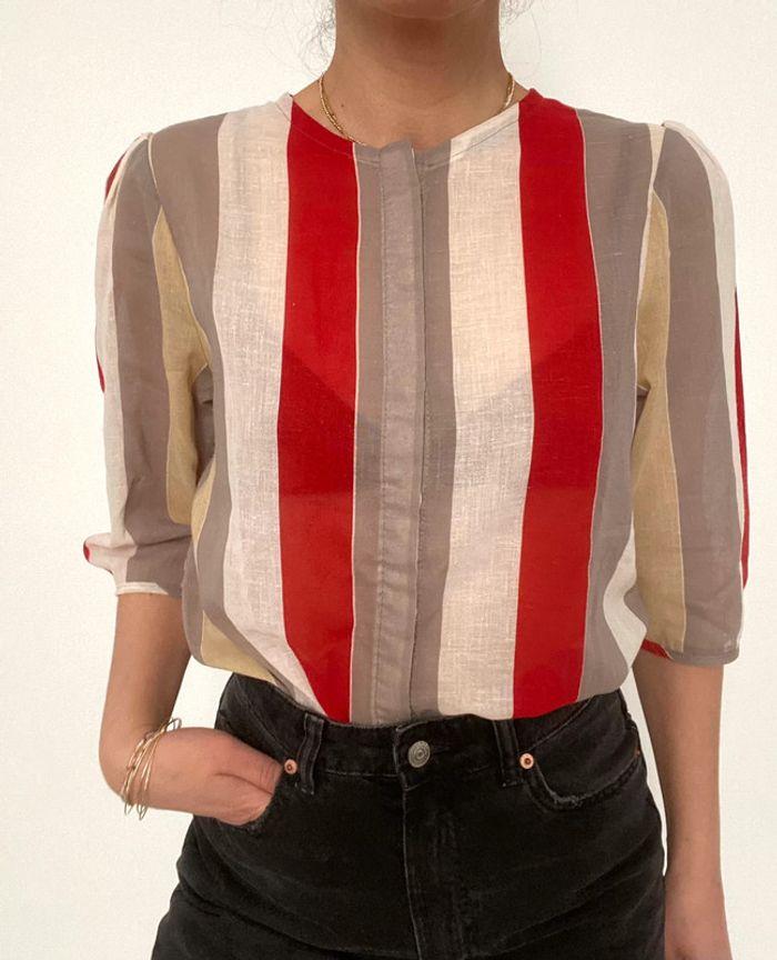 blouse manches courtes à rayures - photo numéro 2