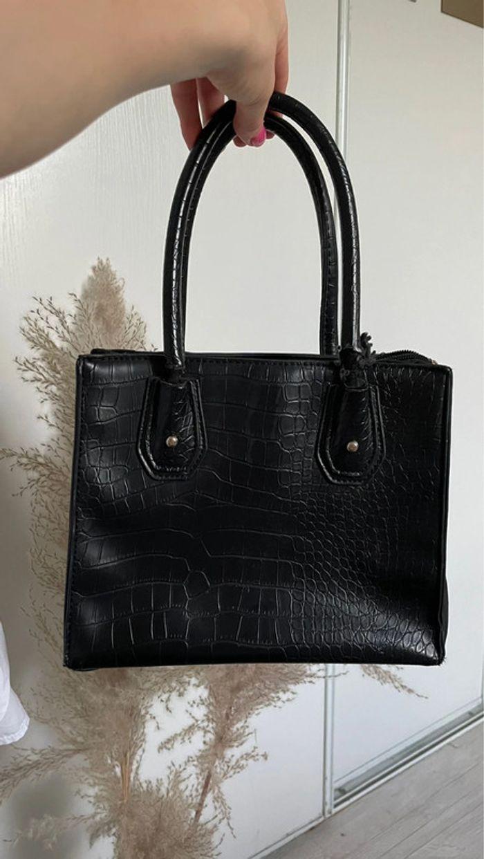 Sac noir en faux cuir croco - photo numéro 2