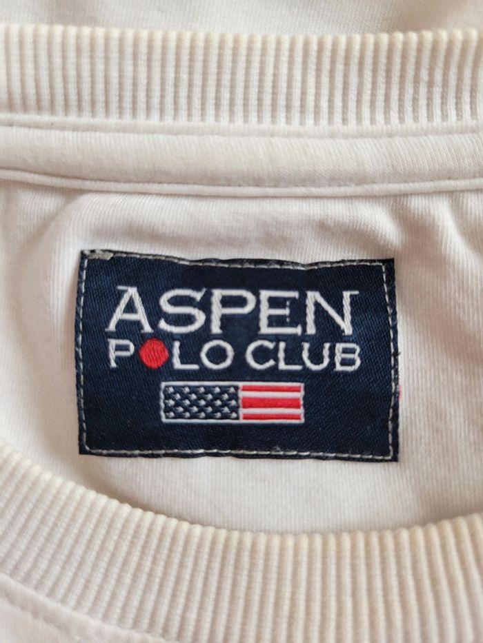 Tee shirt blanc manches courtes Aspen Polo Club genuine 1995 écusson taille 42 - photo numéro 2