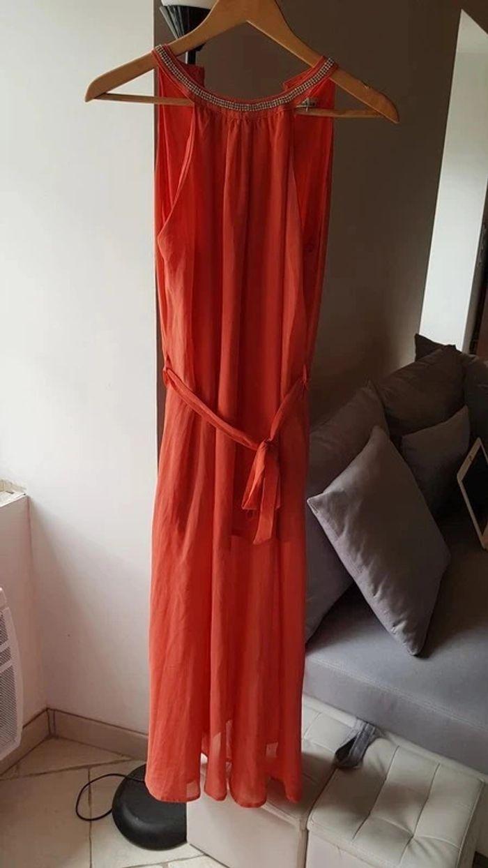 Longue robe fluide légère corail T.M + lien Aimite TBE 👗 - photo numéro 4