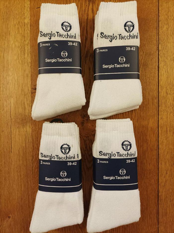 12 paires de chaussettes Sergio Tacchini blanche taille 39/42