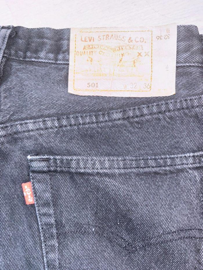 Jean Levi’s 501 Vintage Noir Gris Foncé Taille Haute Moyenne Droit - photo numéro 7