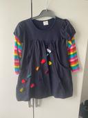 Robe manches longues bleu papillon multicolore 4-5 ans