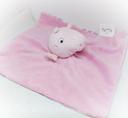 Peluche plush doudou mouchoir cochon Peppa pig plat bi matière tissu velours