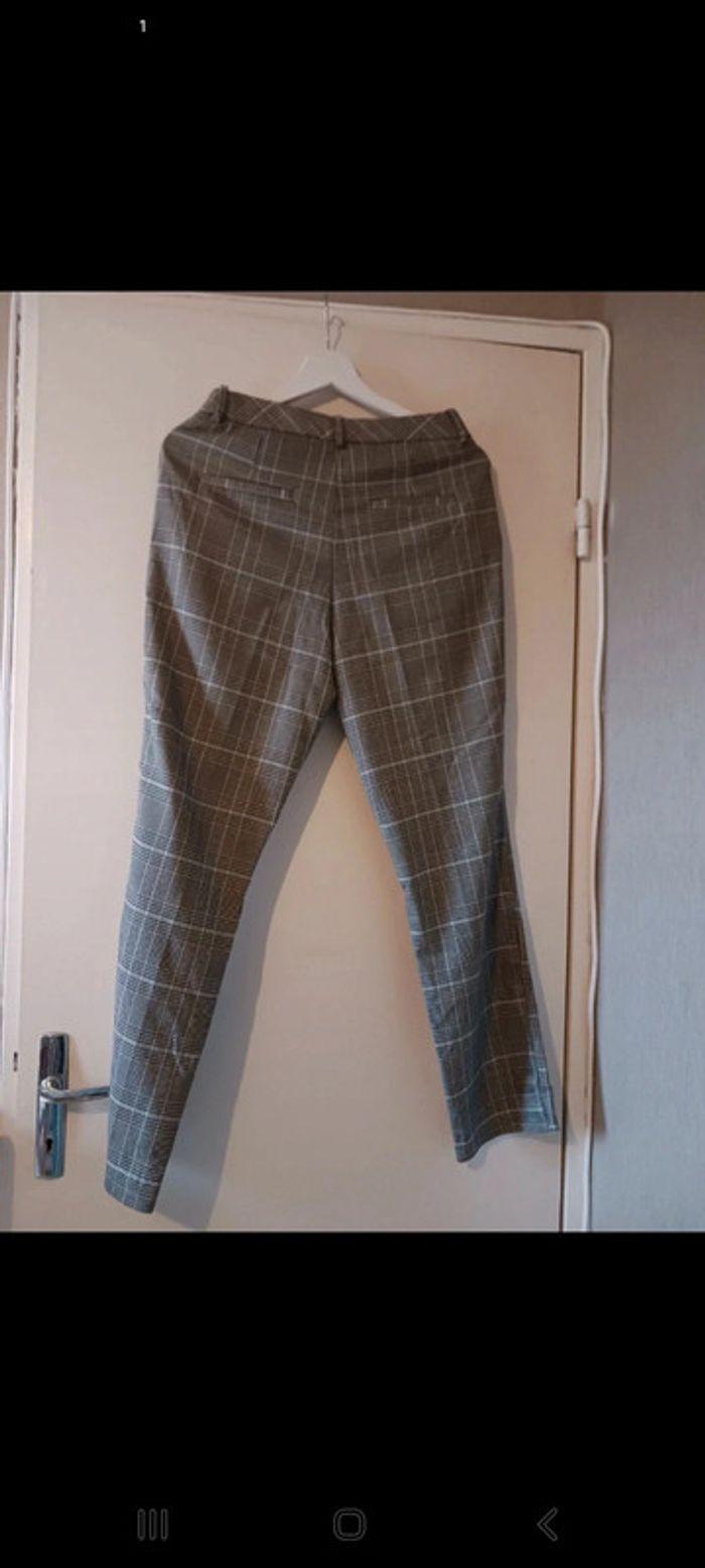 Pantalon tailleur droit costume à carreaux imprimé taille M 38 h&m - photo numéro 2