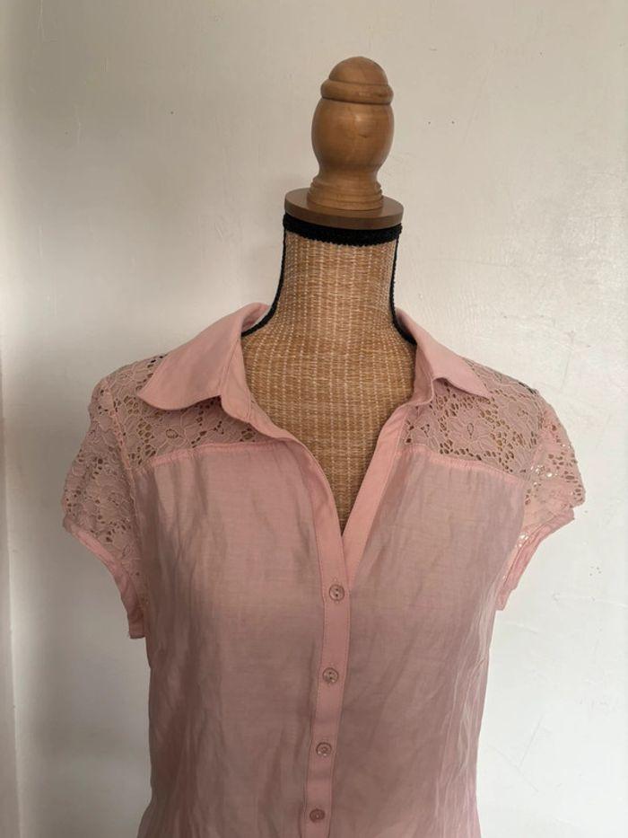 Jolie chemise manches courtes rose taille 46 - photo numéro 2