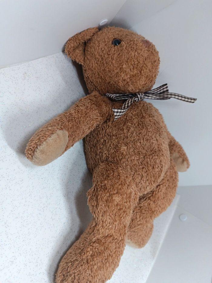 Nounours ours Teddy Bear peluche plush doudou caramel brun Brown marron bouclette nœud rayure - photo numéro 7